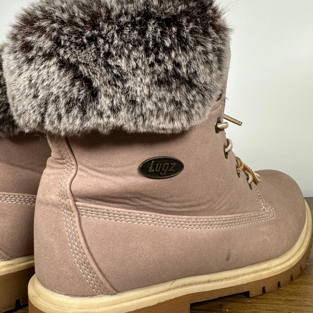 Lugz Boots Womens 10 Soft Pink Convoy Hi Faux Fur Winter Work Chunky Y2K
